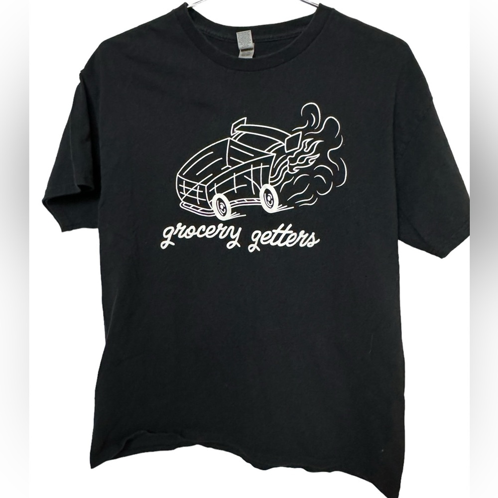 Retro Grocery Getter Racing Shopping Cart Black Men’s L T-Shirt MINTY - Picture 1 of 3